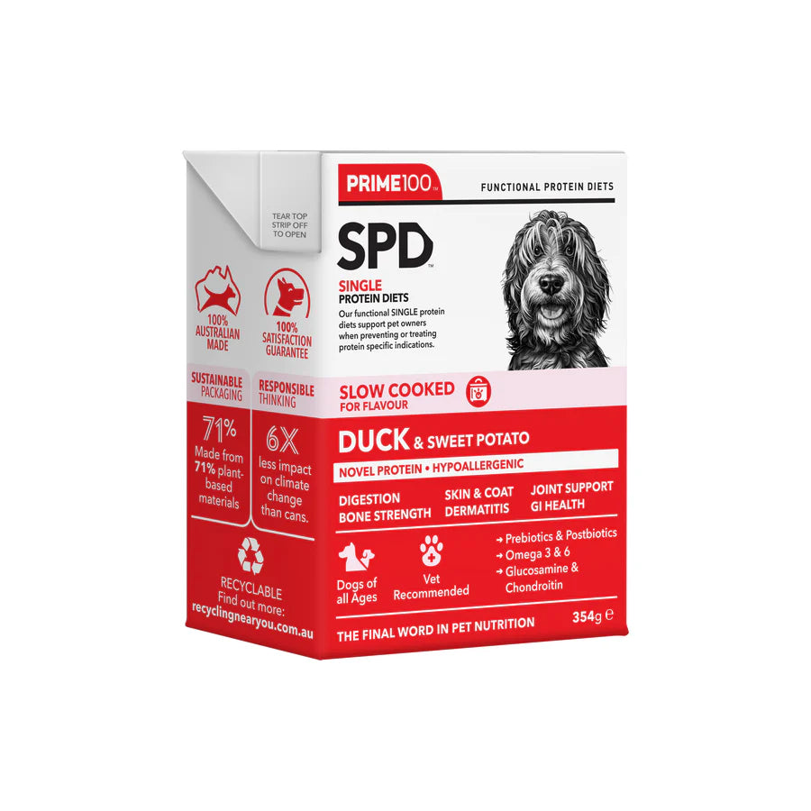 Prime100 SPD Slow Cooked Duck & Sweet Potato Wet Dog Food (354g)