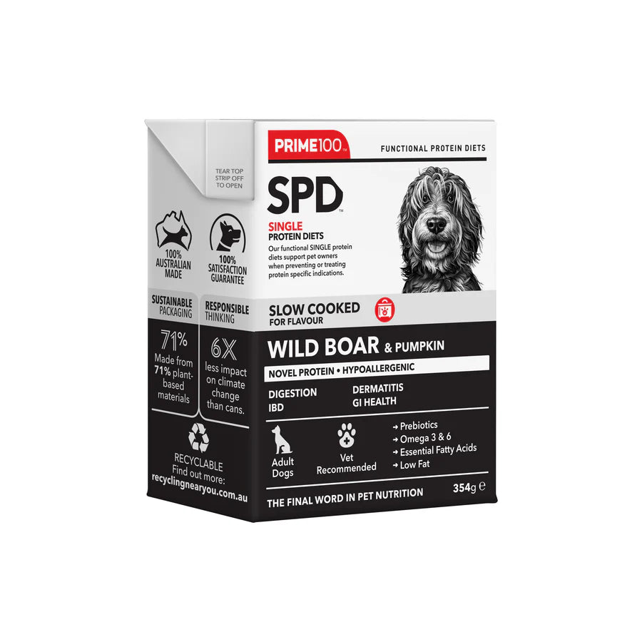 Prime100 SPD Slow Cooked Wild Boar & Pumpkin Wet Dog Food (354g)